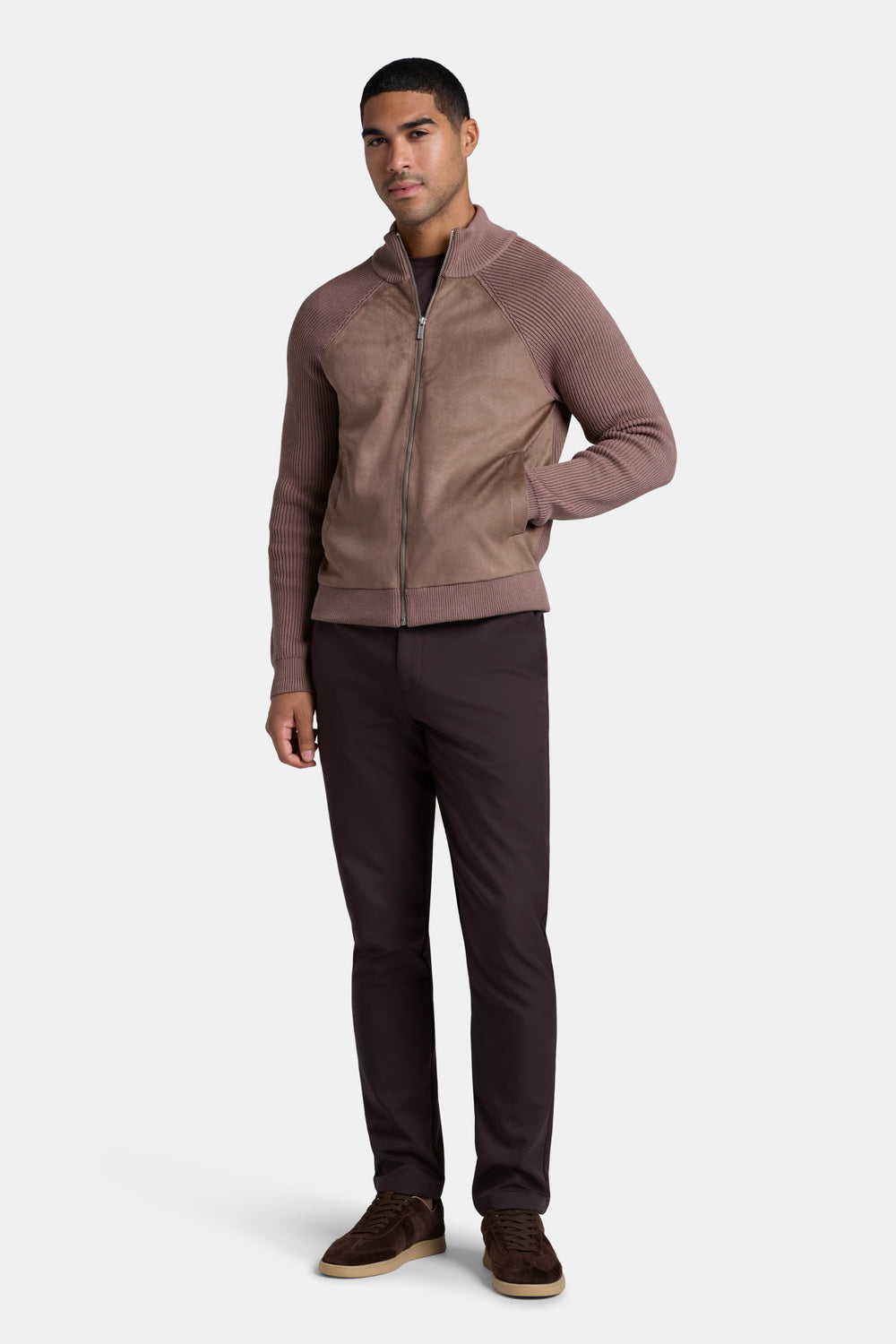 THE PIO FAUX SUEDE CARDIGAN