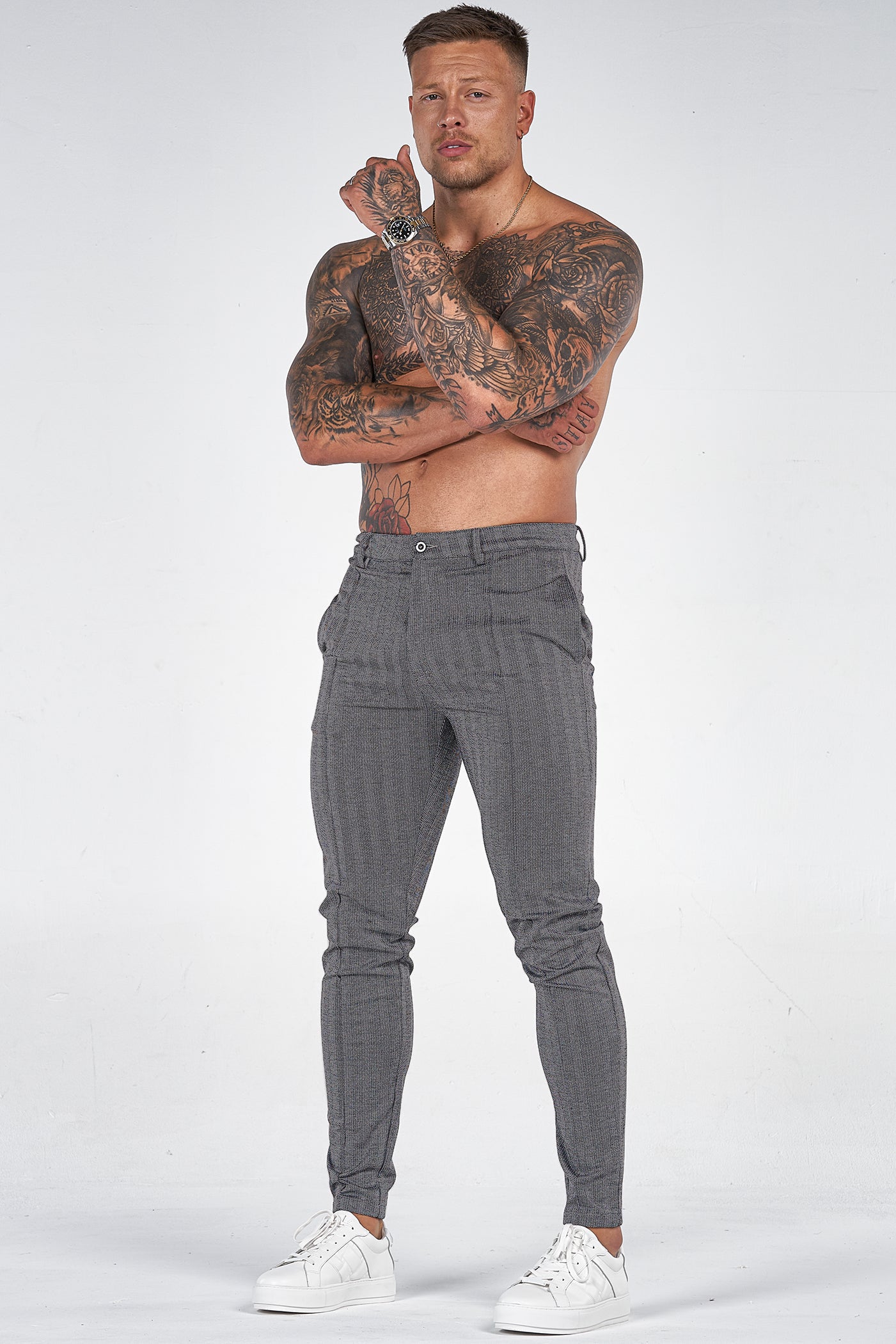 THE CHEVRON TROUSERS - DARK GREY