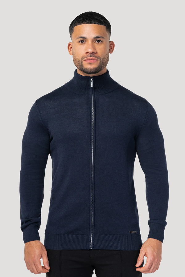 THE SANTONI FULL ZIP SWEATER - BLUE - ICON. AMSTERDAM