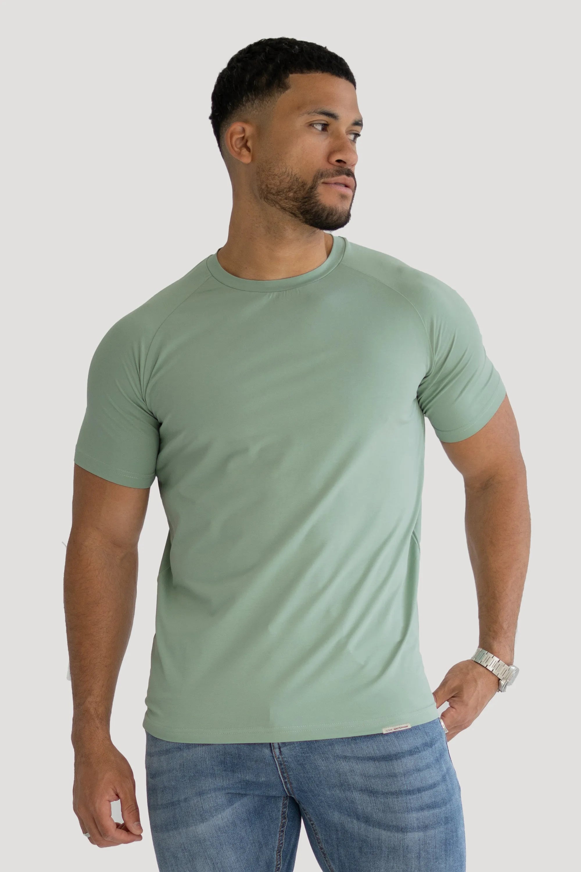 THE MUSCLE BASIC T-SHIRT - ICEBERG GREEN - ICON. AMSTERDAM