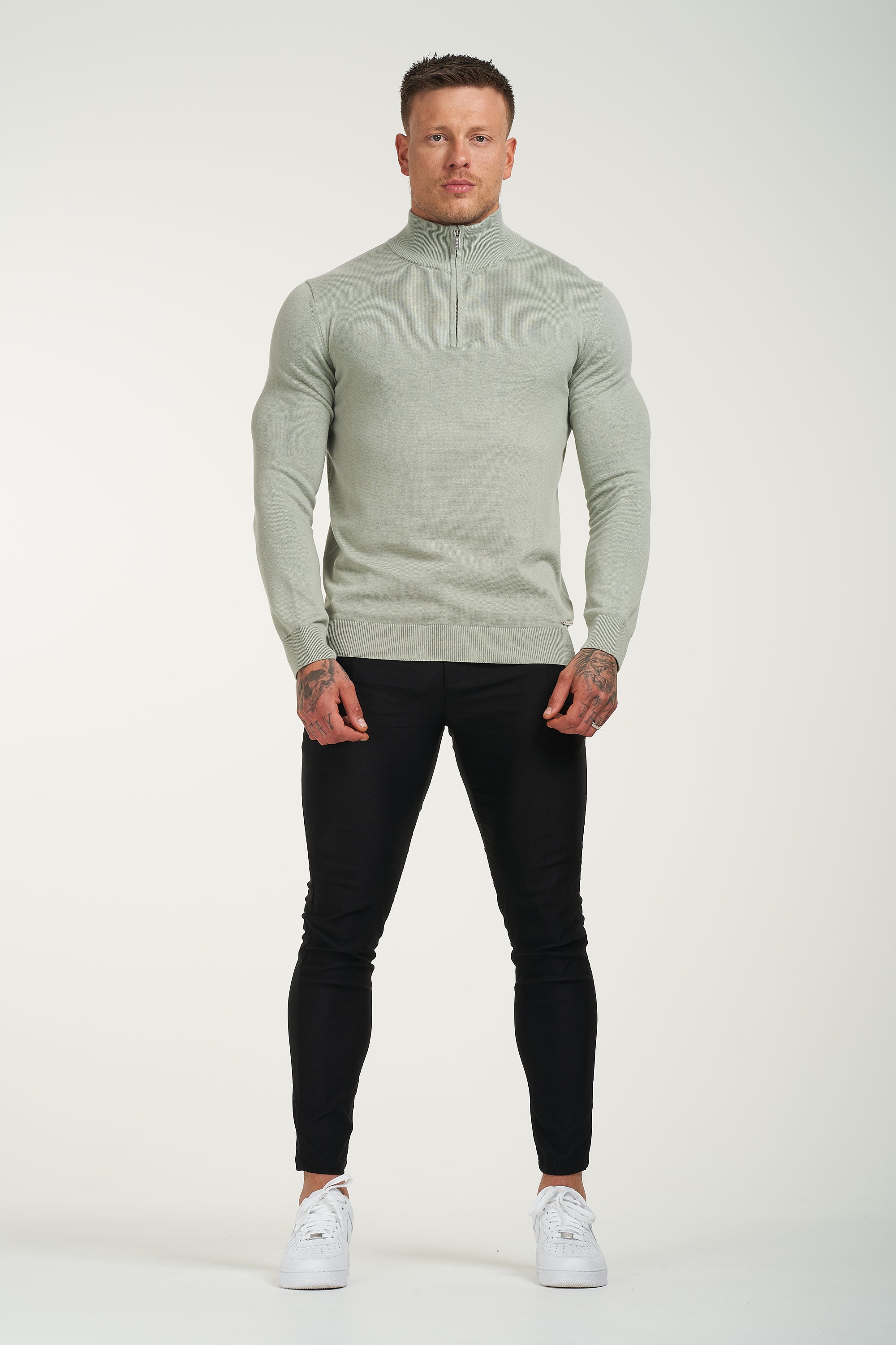 THE SANTONI HALF ZIP - ICEBERG GREEN - ICON. AMSTERDAM