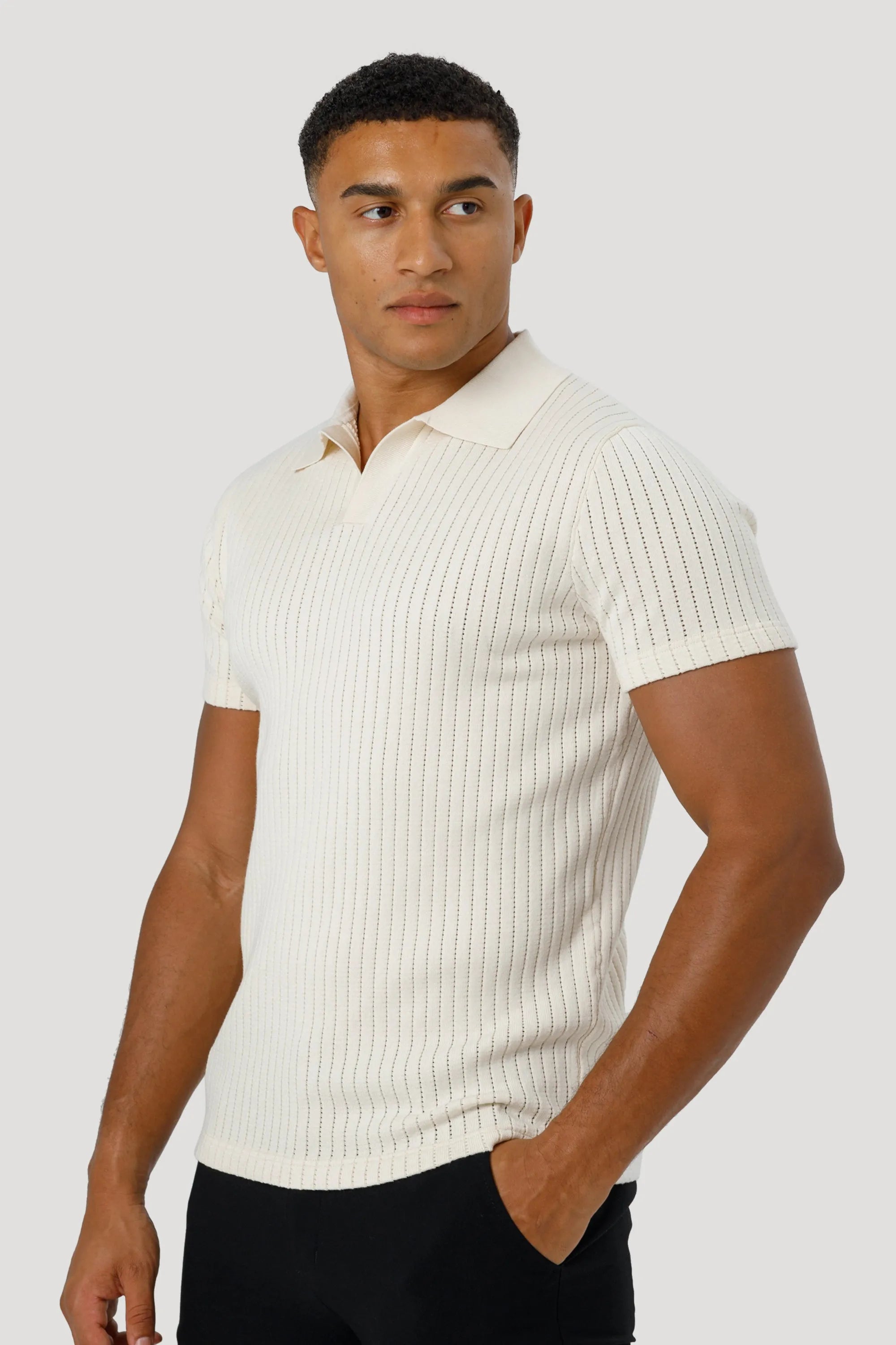 THE ALONSO SHORT SLEEVE POLO - OAT MILK - ICON. AMSTERDAM