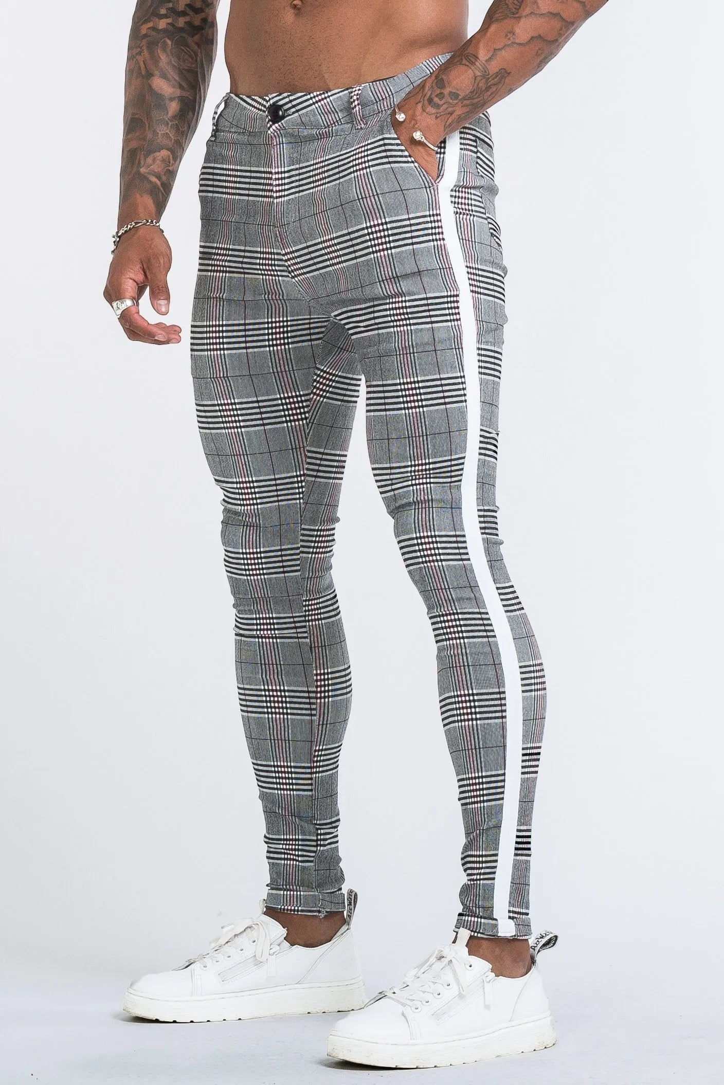 THE VIERA TROUSERS - GREY/WHITE - ICON. AMSTERDAM